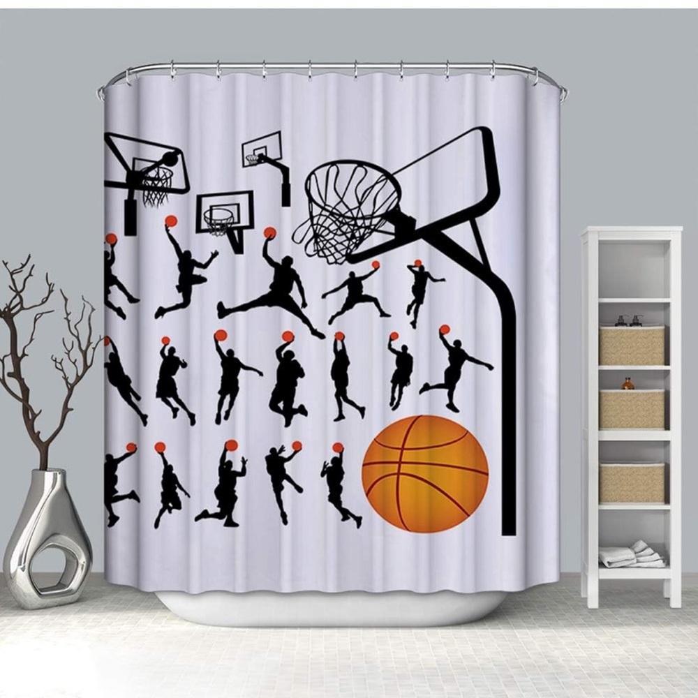 Fabric Basketball, shower curtain slam dunk 72 x 72” NEW !